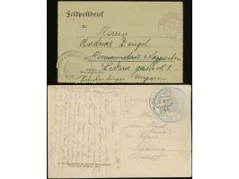 1917, Zwei Karten mit Stempel Feldpostamt194 (30.3.17) bzw. 346 (5.2.17) von Rumänien nach Mähren und Ungarn, dabei blauer K.