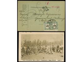 1914, PPC of Prisoners in teh ARAD Fortress and fieldpost card to the military prison Arad with pair 5 f. postage due tied by