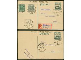 1915, Ganzsachenpostkarte One Halfpeny a. 5 Pfg., sauber gestempelt "LOME TOGOGEBIET 31/8 15", als R-Karte mit Zusatzfrankatu