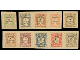 1921, ½ c. – 50 c., all with handstamp "ULTRAMAR" on pieces of record sheet