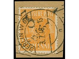 “3/Berlin 7” (Arge 3/4f) auf Arbeiter 25 Pfg., sauber gestempelt auf Briefstück, einwandfrei, ein seltener Aufdruck, sign. Bu