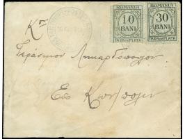 1919, CITY POST : stampless cover addressed to the Romanian Consulate at arrival postage due 10 b. (faults) and 30 b. affixed