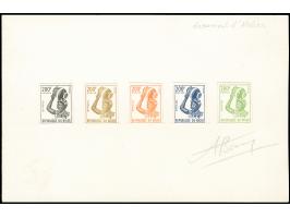 1962/95, Djerma woman 200 f. imperf colour trial proofs in five different colours, imperf on cardboard, Artist signed epreuve