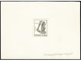 1962/95, Djerma woman imperf colour trial proof in black without value, imperf on cardboard, Artist signed epreuve, very fine