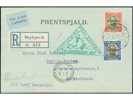 1931, Iceland Return Flight, 1 kr. brown/blue and 30 a. red/green tied on registered postcard from REYKJAVIK, 30.VI.31, via F