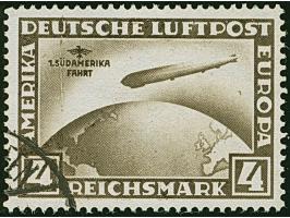 1930, Südamerikafahrt &nbsp;4 RM. schwarzbraun mit seltener Abart "BLITZ NEBEN ADLER", mit liegendem Wasserzeichen, sauberer 