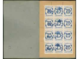 1950, Greenland Savings Book with gray cover containing 25ore blue (144 stamps ) including six scarce blocks of 12 and few st