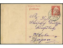 1912, Luitpold 10 Pf Ganzsachenkarte mit klarem MUENCHEN 20/APR/12 an das Deutsche Konsulat in Kobe Japan mit Ankunftsstempel