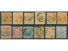 1862-98, 29 stamps showing nice cancellations, few tiny and faults but interesting
