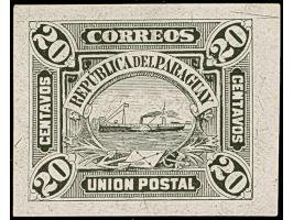 1886, Official Stamp essays without the Official overprint, 2 c., 5 c., 7 c., 10 c., 15 c. and 20 c., all in black on thin pa