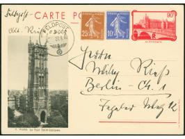 1940, Vier Bildganzsachen Frankreich Paris je mit Deutscher Feldpost 23.9.-27.9.40 befördert. Alle rs. mit umfangr. Text und 