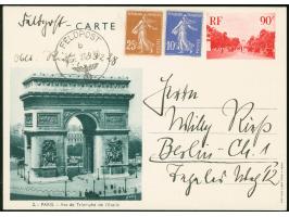 1940, Vier Bildganzsachen Frankreich Paris je mit Deutscher Feldpost 23.9.-27.9.40 befördert. Alle rs. mit umfangr. Text und 