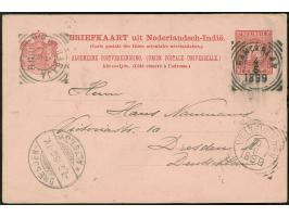 1895/1902, Five postal stationery cards showing clear cancellations of Maos , Premboen (box type &amp; date), Keboemen, Soera