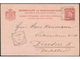 1895/1902, Five postal stationery cards showing clear cancellations of Maos , Premboen (box type &amp; date), Keboemen, Soera
