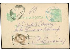 1900, 5 b. postal stationery card cancelled clear DORNA 12/SEP/900 in blue to Czernowitz with 10 h. braun postage due and cle