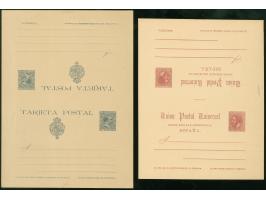 1889/90, 10 cs. red on buff and 15 cs. blueish-grey on buff, two postal stationery answering cards, both unfold and unused, f