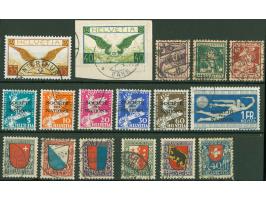 1916/23, Pro Juventute drei ver. Serien, dazu Flugpost und Vereinte Nationen (Mi.36-41), alle sauber gestempelt