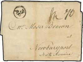 1795, Entire written from St Petersburg on November 20th, addressed to Newburyport, with clear bishop mark 3 AP on obverse, r