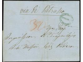 1858, Lettersheet from Ancona to Greece, oval framed "AGENZIE DEL LLOYD AUSTRIACO / Ancona" handstamp in blue (Tchilinghirian