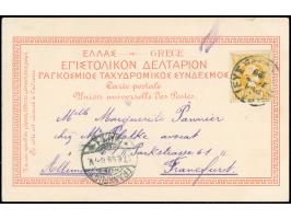 1893/1900, Small Hermes Heads: Two covers and three postcards of Corfou and Athens to Swiss, Austria and Germany, three diffe