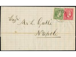 1875/85, Large Hermes Heads: Three covers with different frankings from Patras and Syra, two to Napoli, file folds and tiny f