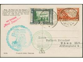 1933, Italienfahrt, Rückfahrt italienische Post, Karte ab Rom nach Wien mit 3 L. Zeppelin in MiF, die gesamte Frankatur mit Z