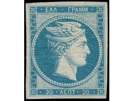 1861, Paris Printing 20 l. blue on blueish paper with bright colours, imperf., good to wide margins all round, unused with la