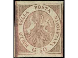 1858, 50 gr. rosa brown, wide margins, unused no gum, tiny oxidized, otherwise fine and a scarce stamp. Signed A. Diena (Mi.f