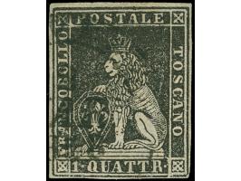 1857/59, 1 qu. black, close to full white margins and light double circle cancellation MAR/58, good quality. Signed Brun
