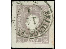 1858, (1.05 Kr) lila sauberem K2 "ZEITUNGS-EXPED: WIEN 14/1" entwertet, die Einheit ist rundum besonders breitrandig
