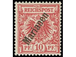 1900, 10 Pfg dunkelrosarot, steiler Aufdruck sauber ungebraucht in fehlerfreier Erhaltung, nicht repariert, Befund Jäschke-L.