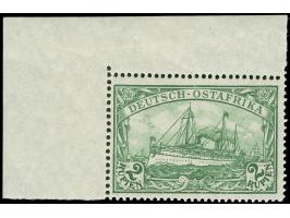1905/20, Kaiseryacht 2 R dunkelsmaragdgrün, linke obere Bogenecke mit Plattenfehler Feld 1 "Retusche in der Wolke ", unsignie