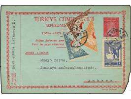 1923/42, Crescent and star issue bisect used 5 pia. on cover from Istanbul to Izmir with small type war of independence' cens