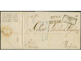 1825, partially paid whole letter dated "Christiania 11 Oct 1825" to Bordeaux, endorsed "Franco Hamburg", transit stamped SUE