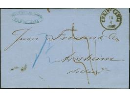 1866, Unpaid full letter cancelled "Christiania 24.8.66" and blue crayon “7½” alongside, sent via ‘Sandøsund’ and ‘Lübeck Lau