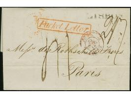 1842, Folded envelope cancelled one-liner LISBOA in black dated 11.7.42, red boxed “Packed Letter” alongside, on reverse Lond