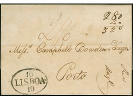 1823, folded envelope from London 23/sep. to Porto, ms. ‘2/6’ british tax and ms. ‘280+40/320’ for portuguese tax, cancelled 