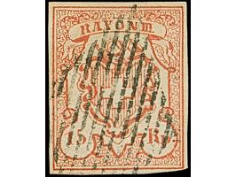 1852, Rayon III 10 Rp. rosarot, drei Seiten gut gerandet, rechts unten fast berührt, mit eidgenössischer schwarzer Raute, sau