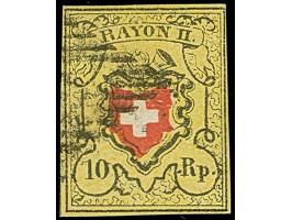 1850, 10 Rp. Rayon II, Kreuz ohne Linieneinfassung, Type 39, farbfrisch und gut gerandet, entwertet mit schwarzer eidgenössis