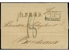 1819/23, Zwei Briefe, dabei Hamburg 1823 Brief mit Devisenvordruck innen ohne Aufgabestempel nach Bordeaux, jedoch mit L1 "L.