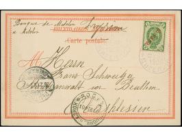 1906, Offices in Turkey 10 pa. on 2 k. tied to ppc ‘Fortresse de Metelin’ by violet R.O.P.i.T./ Mytilene 9 febr 1906 cds., vi