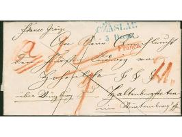 1842, CZASLAU 3 Decm: L2 in blau auf komplettem Faltbrief mit rotem 'Franco' und hs. ‘Franco Gränze’ an den Fürsten Ludwig üb