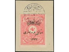 1921, Notarial Fiscal 5 pia. rose 1337 typo overprinted, tied by 'ISTANBUL-ANGORA 4 / 31.10.22' railway cds. to piece, not cu