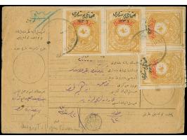 1921, Notarial Fiscal 50 pia. brownish-yellow type I, two pairs tied to money transfer card by 'ISKILIB 22.10.21' cds., on re