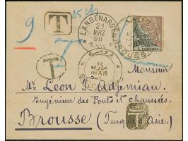 1898, kurioser Brief aus Langenargen / Bodensee 21.3.98 über Konstantinopel 24.3.98 nach Broussa 26.3.98 Türkei, unfrankiert 