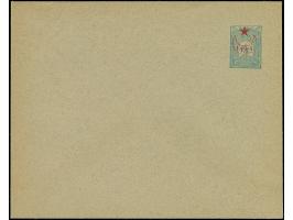 1916, Five Star &amp; 1331 red overprint on postal stationery envelope 1 pia. blue on grey, fine, (Isfila cat. value 440€) (I