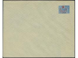 1916, Five Star &amp; 1331 red and black overprint on three postal stationery envelopes, 20 pa. and 1 pia., issues 1901, 1905