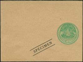 1914, 20 pa. and 1 pia. SPECIMEN overprinted set of 12 different postal stationery envelopes, answering cards, wrapper, lette