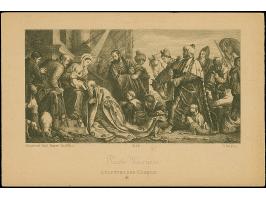 1892, Coat of Arms postal stationery card 20 pa. claret with ‘Maria &amp; Jesus’ pinting imprint on reverse ‘Paolo Veronese -