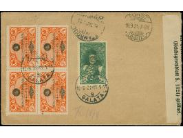 1914, 1 pia. brown postal stationery registered envelope used uprated with Sultan Vahdettin Accession on the Throne 50 pia. g